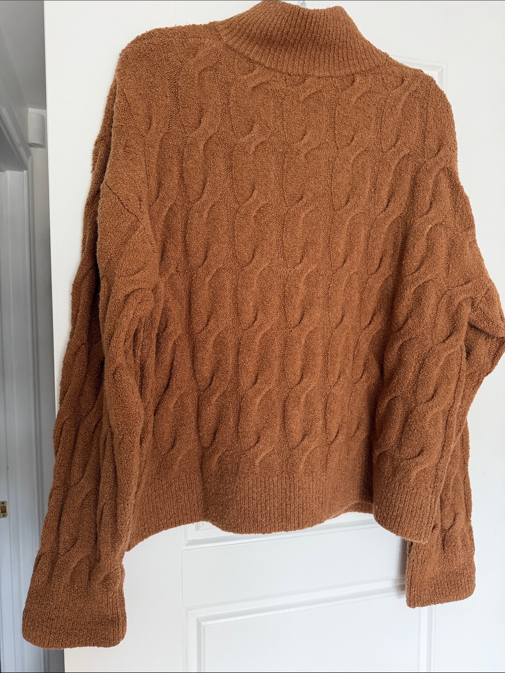 Splendid cable half placket sweater in caramel - Picture 8 of 12